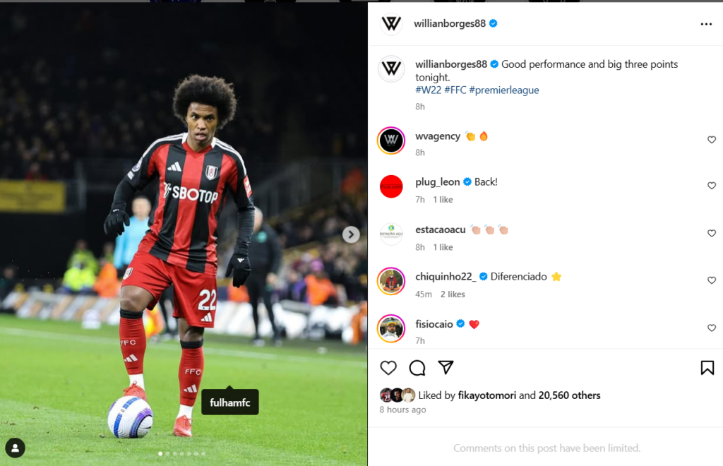 Willian playing for Fulham