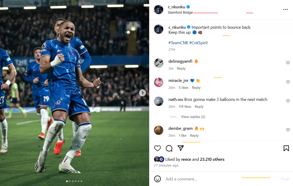 Christopher Nkunku celebrates his Chelsea goal