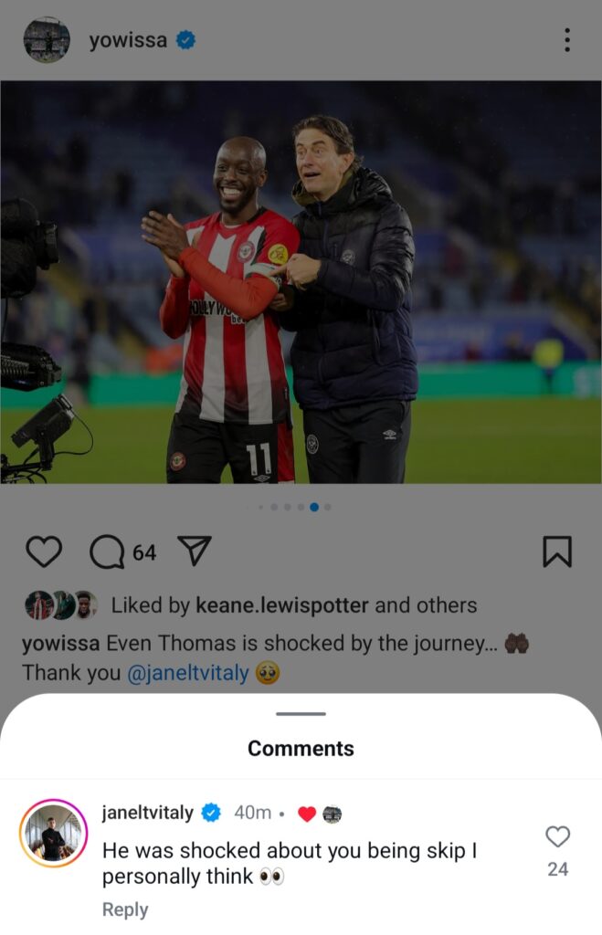 Brentford Vitaly Janelt Yoane Wissa Instagram