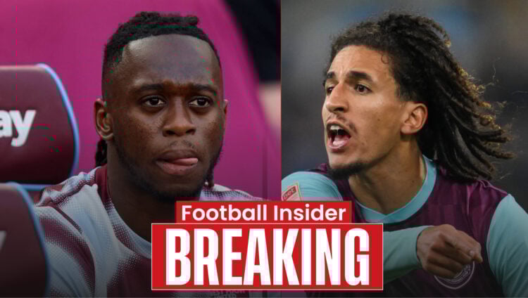 West Ham defender Aaron Wan-Bissaka and Burnley midfielder Hannibal Mejbri