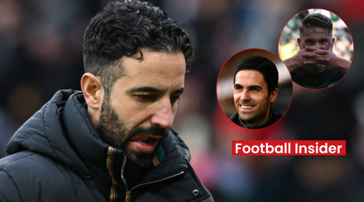 Man United manager Ruben Amorim and Sporting CP striker Viktor Gyokeres and Arsenal manager Mikel Arteta
