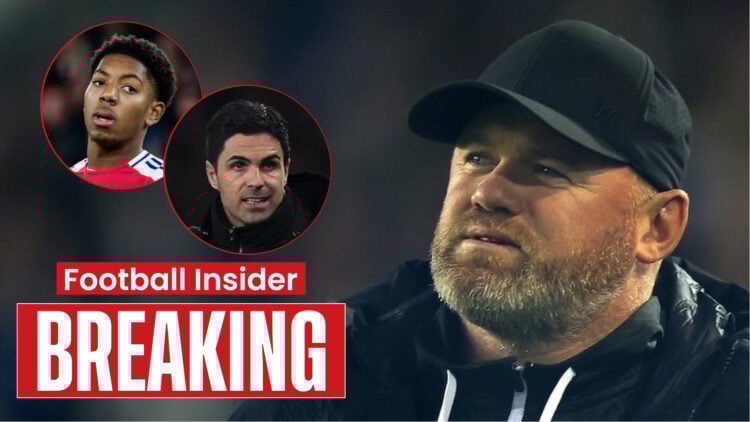 Arsenal manager Mikel Arteta, Myles Lewis-Skelly and Wayne Rooney