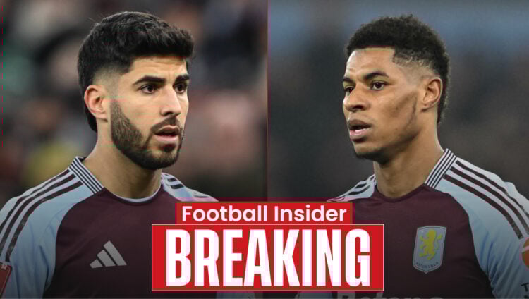 Aston Villa players Marcus Rashford and Marco Asensio
