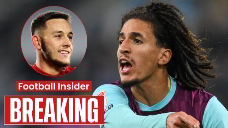 Burnley players Josh Brownhill and Hannibal Mejbri