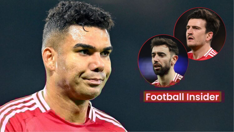 Man United players Casemiro, Harry Maguire and Bruno Fernandes