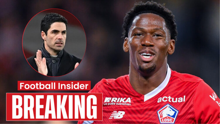 Lille striker Jonathan David and Arsenal manager Mikel Arteta
