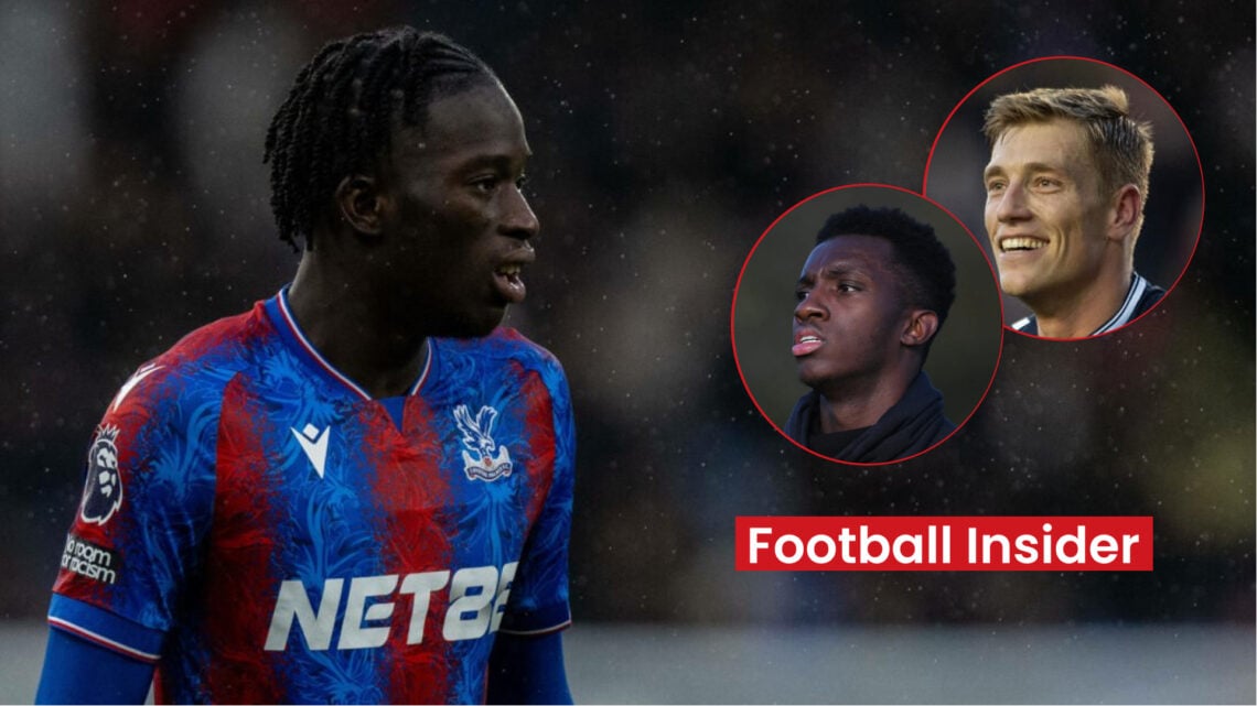 Crystal Palace players Eddie Nketiah and Romain Esse and Burnley striker Zian Flemming