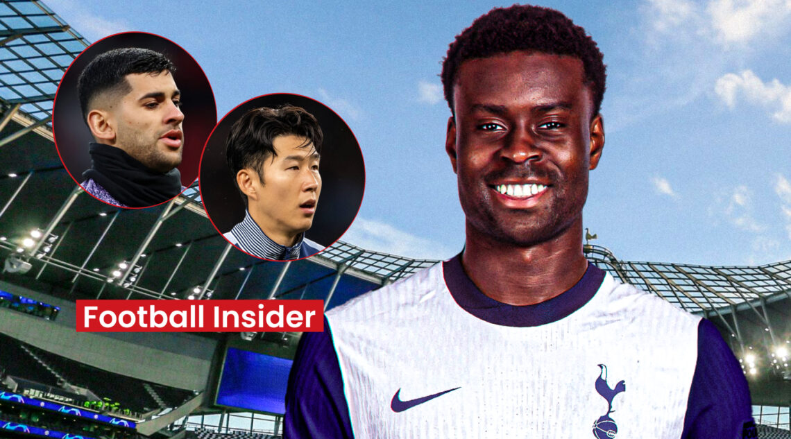 Tottenham players Cristian Romero and Heung-Min Son, and Marc Guehi