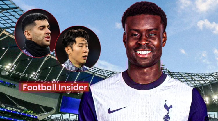 Tottenham players Cristian Romero and Heung-Min Son, and Marc Guehi