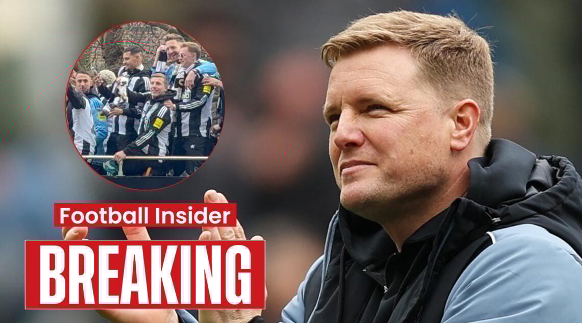 Newcastle manager Eddie Howe and Newcastle players celebrating