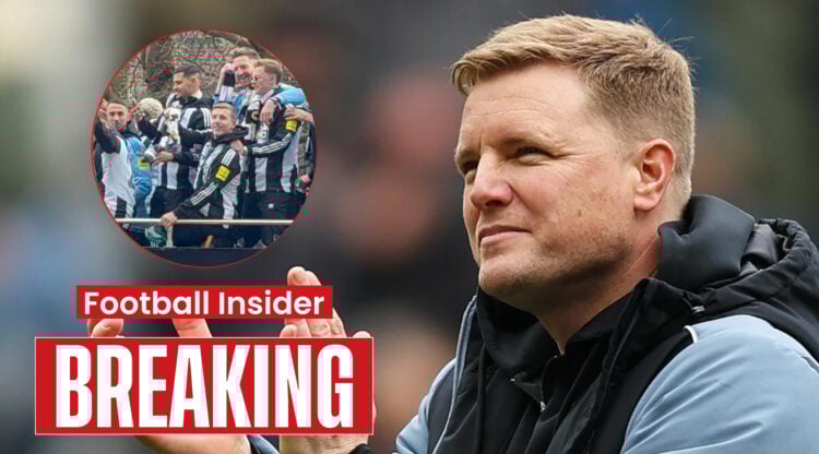Newcastle manager Eddie Howe and Newcastle players celebrating