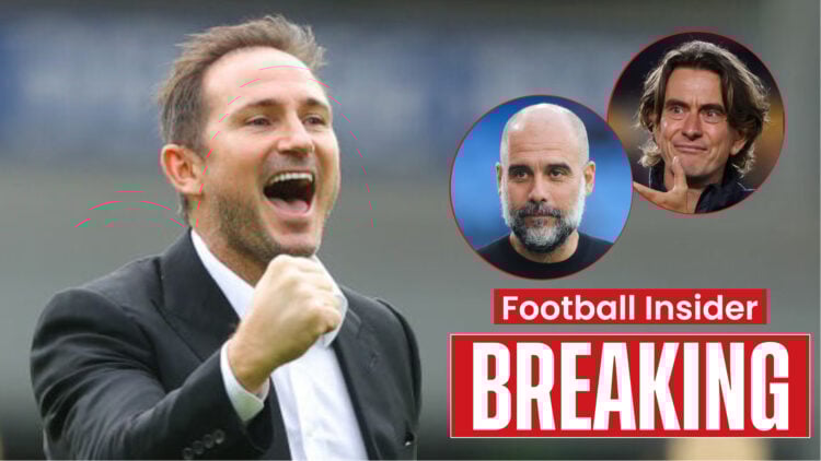 Coventry manager Frank Lampard, Man City manager Pep Guardiola and Brentford manager Thomas Frank