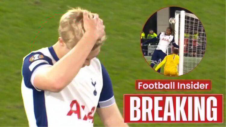 Tottenham midfielder Lucas Bergvall in despair
