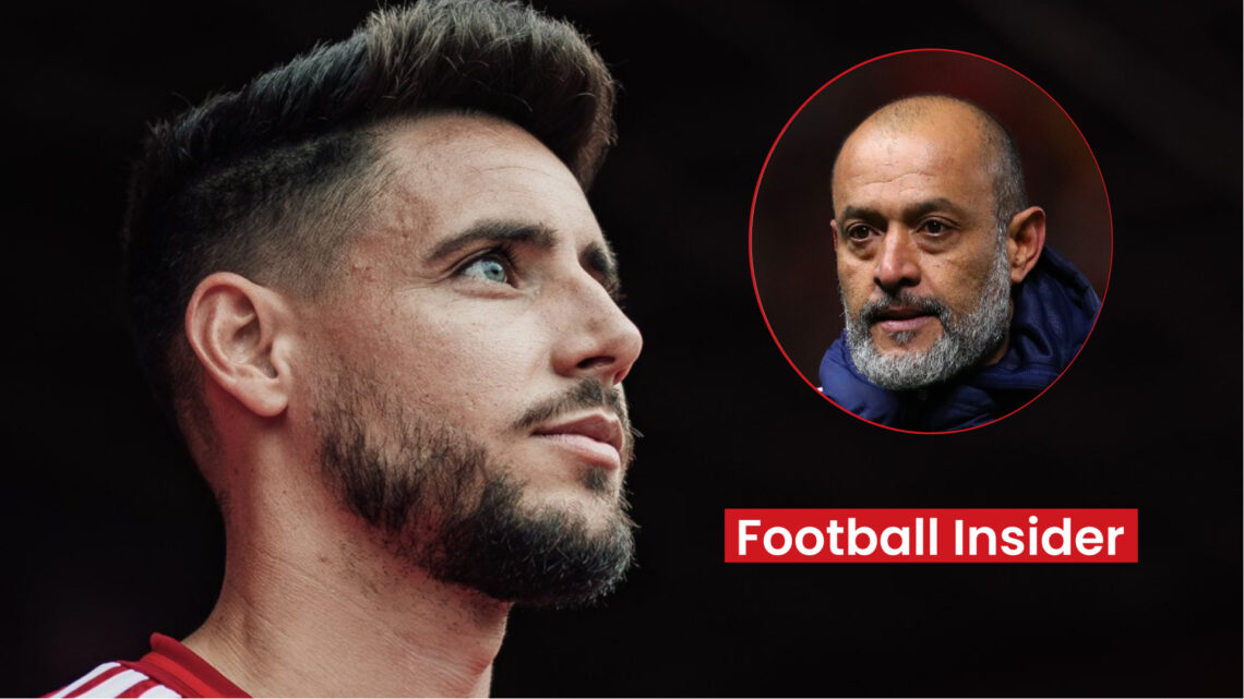 Nottingham Forest manager Nuno Espirito Santo and Alex Moreno