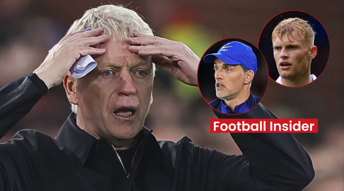 Everton manager David Moyes and defender Jarrad Branthwaite and England manager Thomas Tuchel