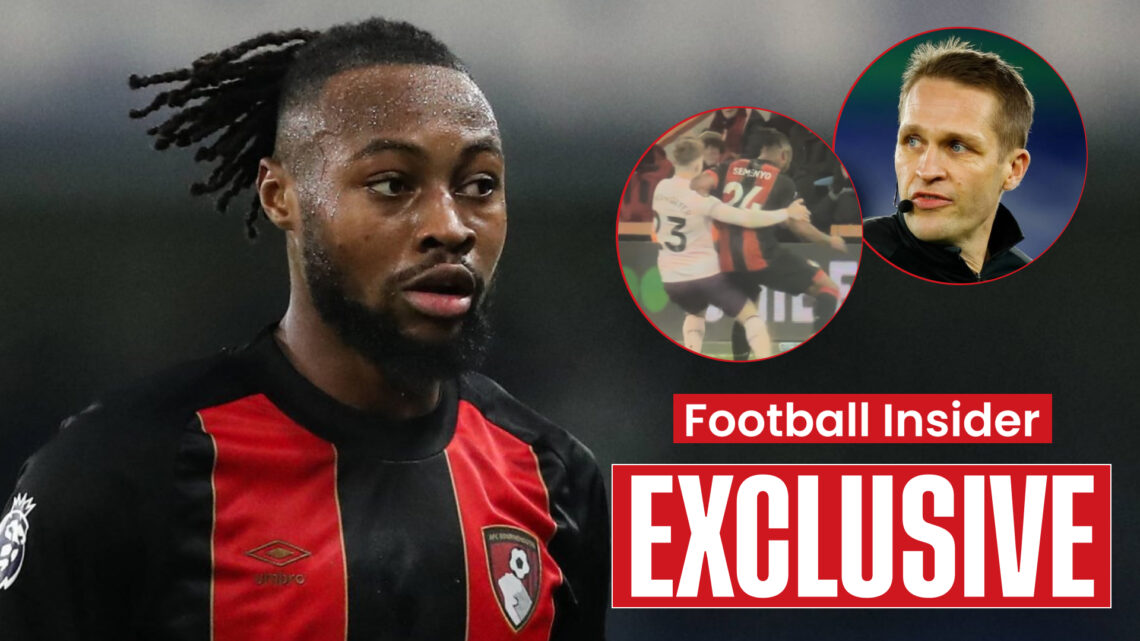 Bournemouth winger Antoine Semenyo and Craig Pawson