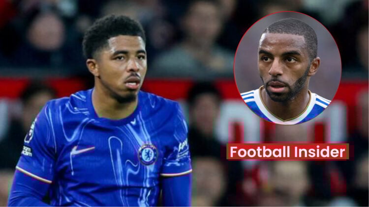 Leicester defender Ricardo Pereira and Chelsea defender Wesley Fofana