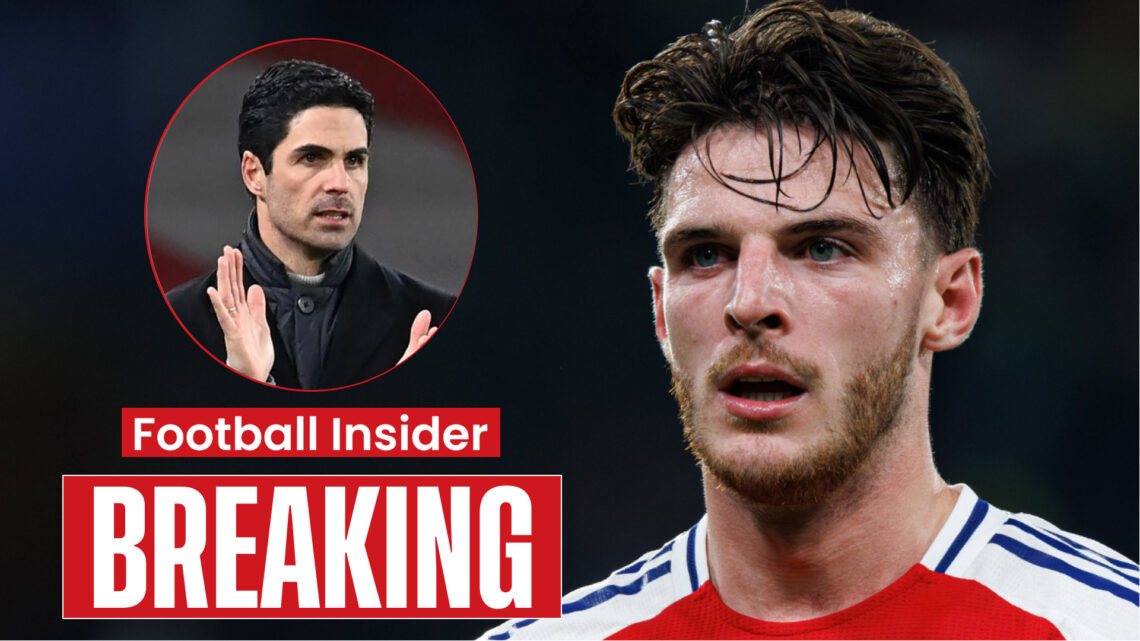 Arsenal manager Mikel Arteta and midfielder Declan Rice