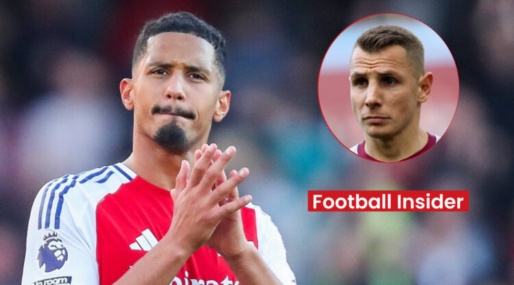 Arsenal defender William Saliba and Lucas Digne