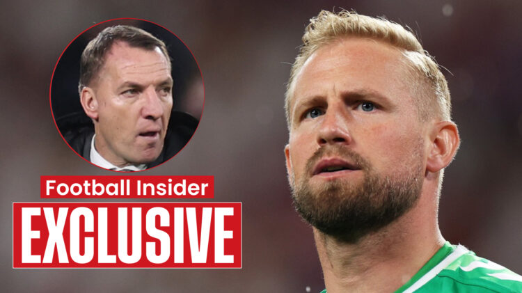 Celtic manager Brendan Rodgers and goalkeeper Kasper Schmeichel