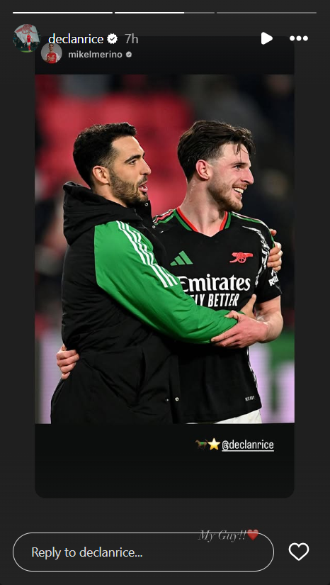 Declan Rice sends Mikel Merino a message