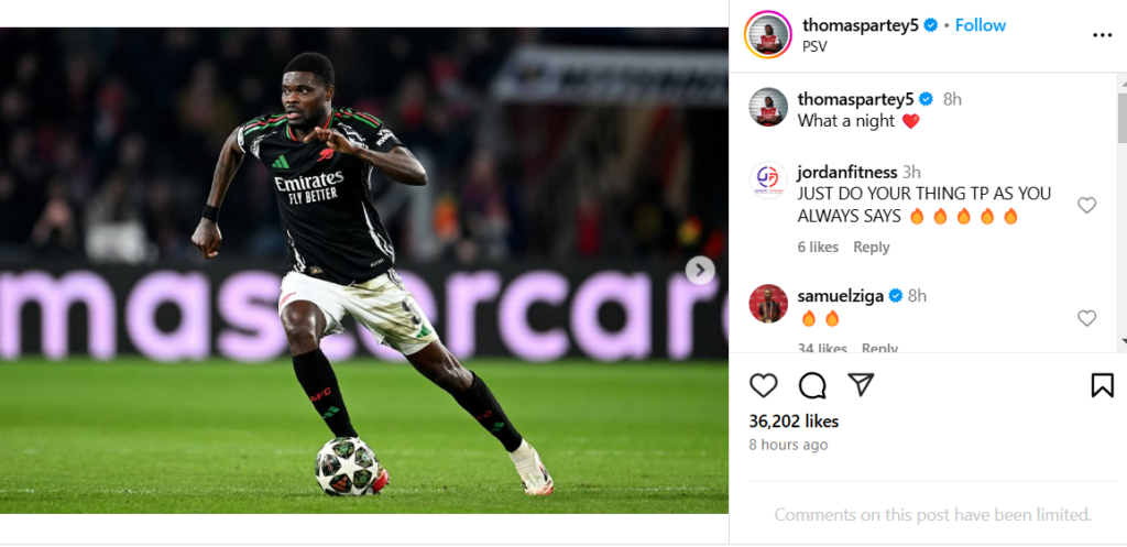 Thomas Partey celebrates Arsenal's win