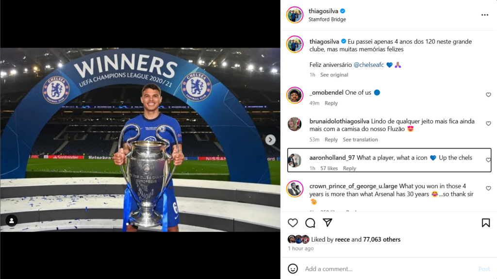Thiago Silva sends Chelsea a message