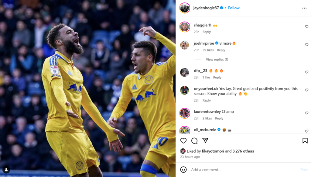 Jayden Bogle celebrates his goal