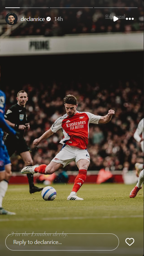 Declan Rice celebrates Arsenal's win