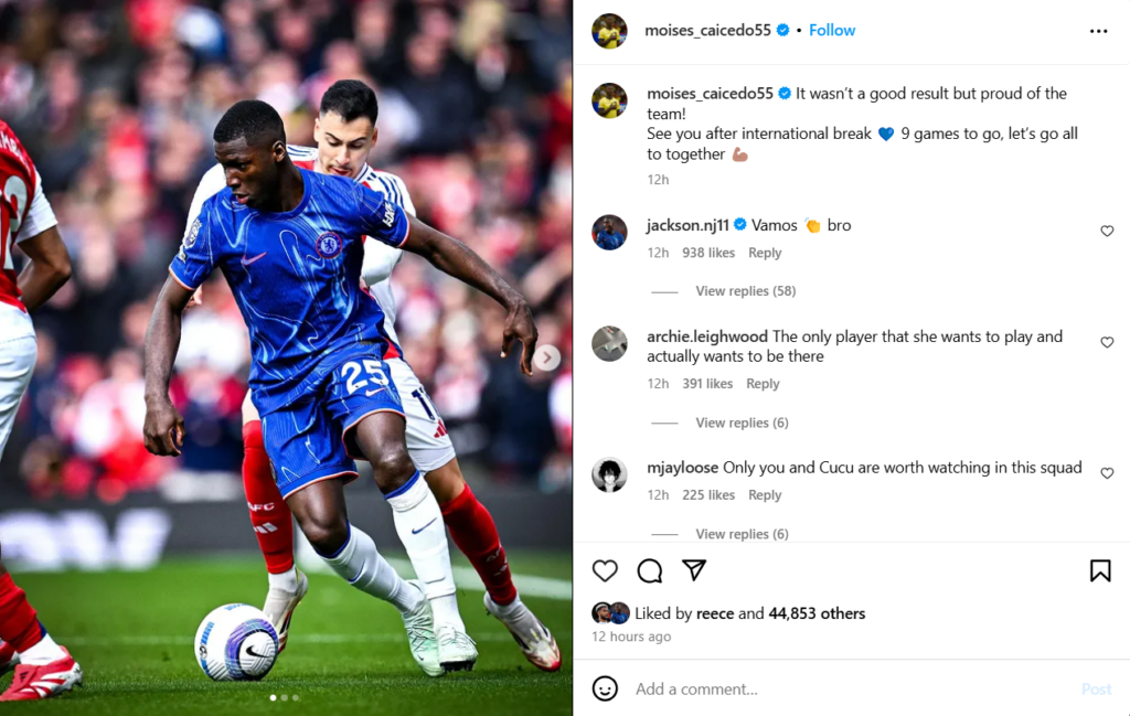 Moises Caicedo reflects on Chelsea's loss