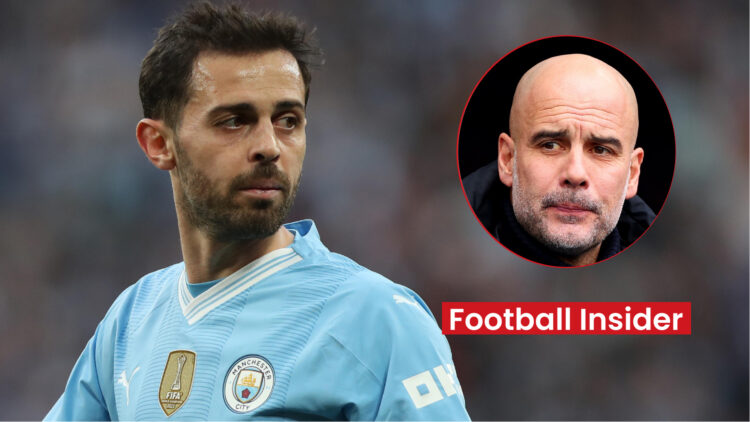 Man City manager Pep Guardiola and Bernardo Silva