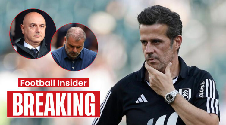 Tottenham manager Ange Postecoglou and chairman Daniel Levy and Fulham manager Marco Silva