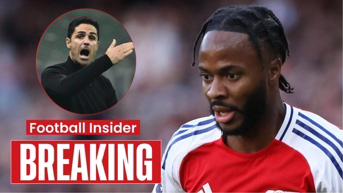 Arsenal manager Mikel Arteta and Raheem Sterling