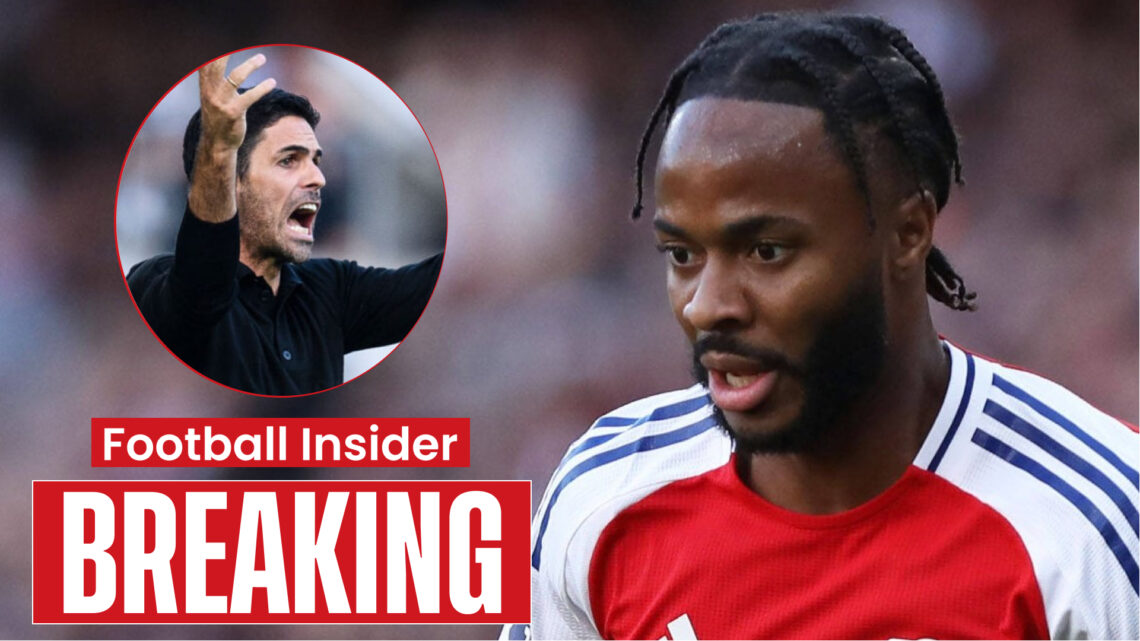 Arsenal manager Mikel Arteta and Raheem Sterling