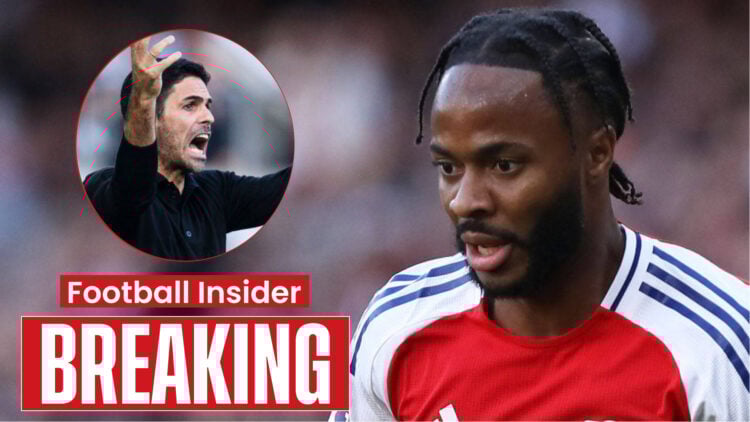 Arsenal manager Mikel Arteta and Raheem Sterling