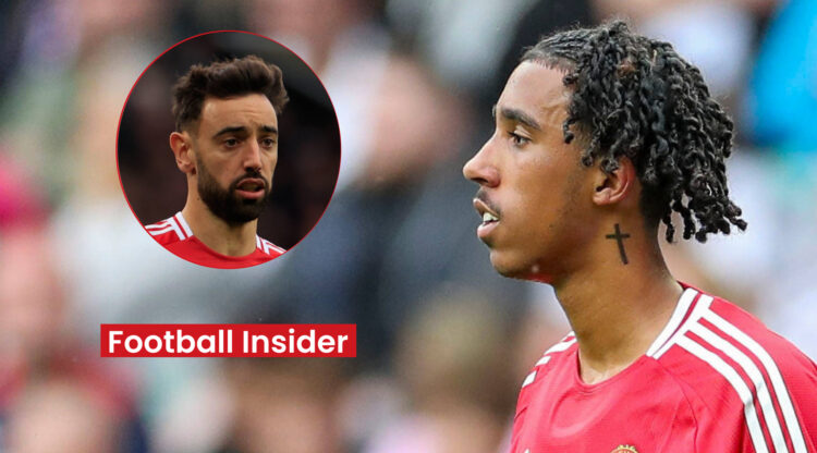 Man United players Leny Yoro and Bruno Fernandes