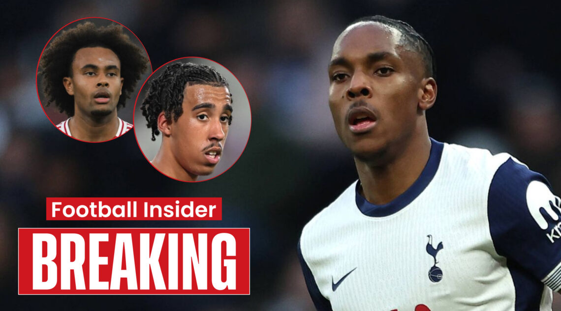 Man United players Joshua Zirkzee and Leny Yoro, Tottenham striker Mathys Tel