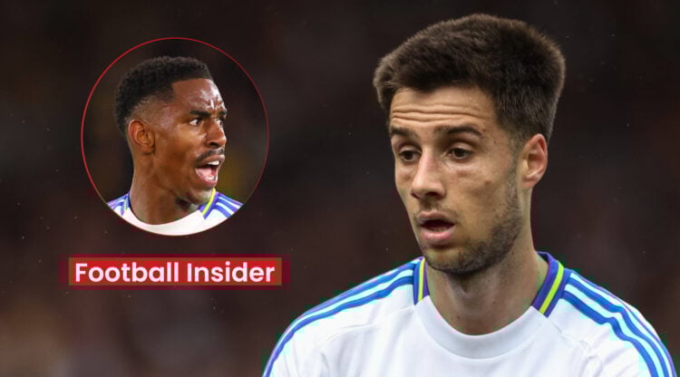 Leeds players Ilia Gruev and Junior Firpo