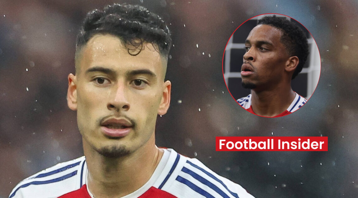 Arsenal players Gabriel Martinelli and Jurrien Timber