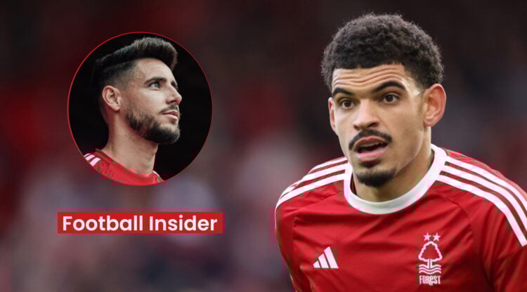 Nottingham Forest players Morgan Gibbs-White and Alex Moreno