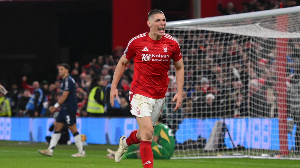 Nikola Milenkovic in action for Nottingham Forest