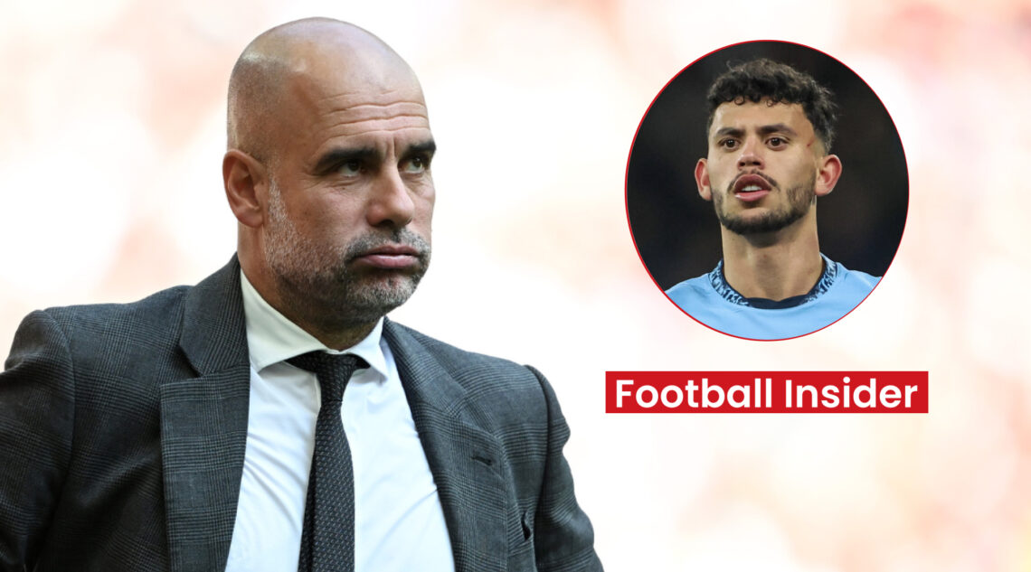 Man City manager Pep Guardiola and midfielder Matheus Nunes