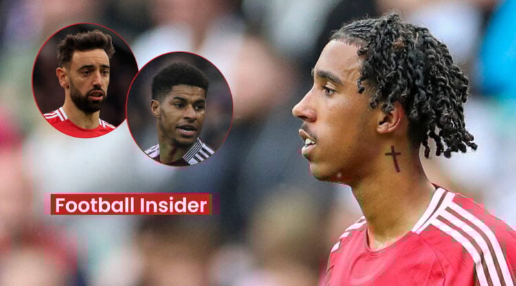 Man United players Bruno Fernandes and Leny Yoro, Aston Villa star Marcus Rashford