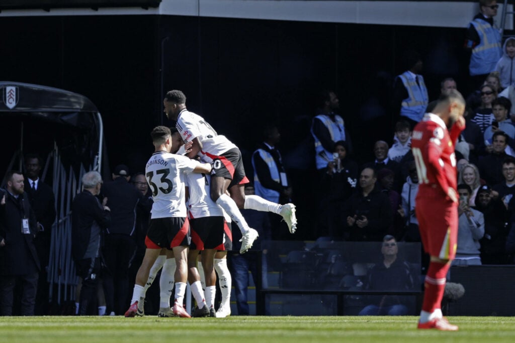 Fulham players celebrate v Liverpool