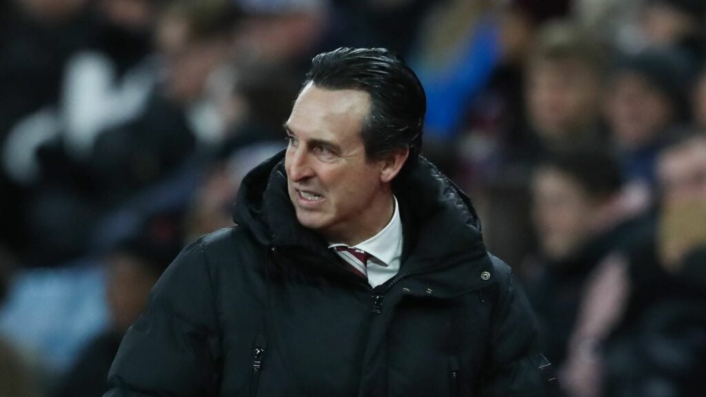 Unai Emery grimacing on the touchline for Aston Villa
