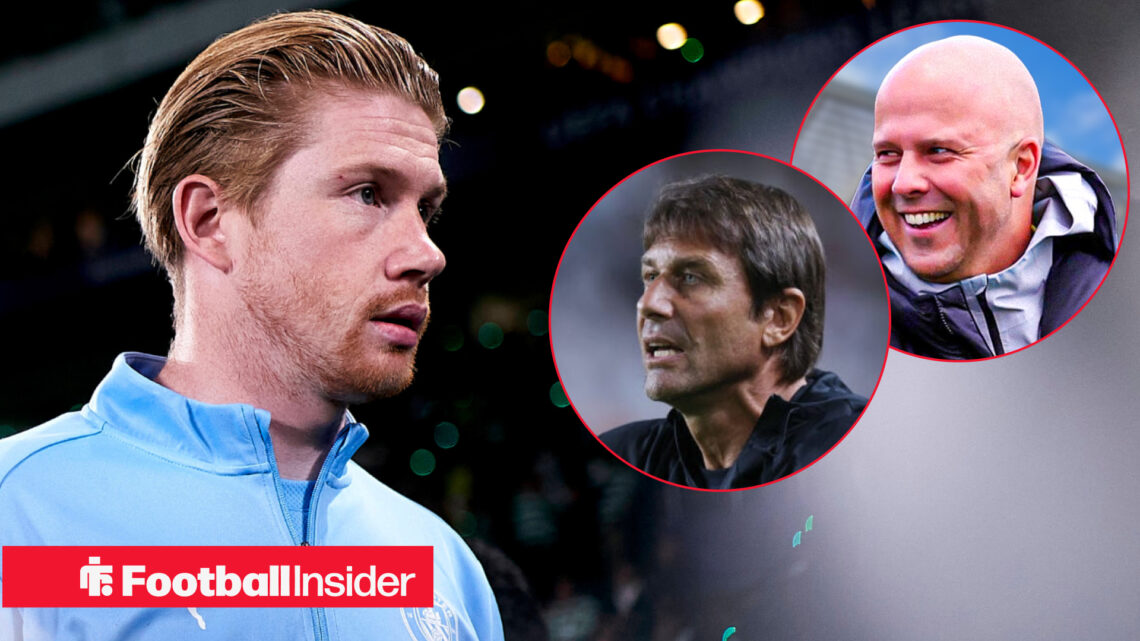 Kevin De Bruyne Antonio Conte Arne Slot, Man City Napoli Liverpool