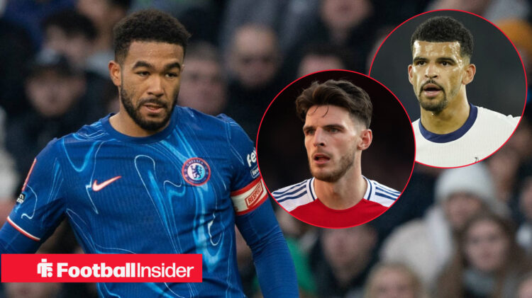 Reece James Declan Rice Dominic Solanke, Chelsea Arsenal Tottenham