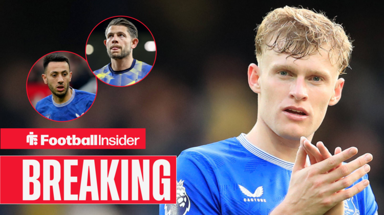 Jarrad Branthwaite, Dwight McNeil, James Tarkowski, Everton