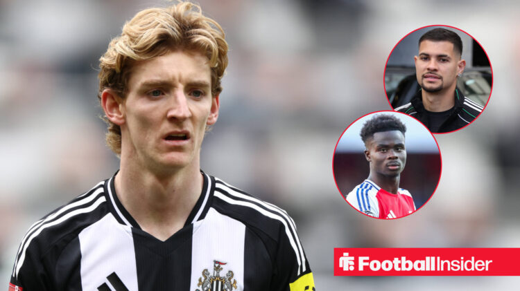 Anthony Gordon, Bukayo Saka, Bruno Guimaraes, Newcastle United