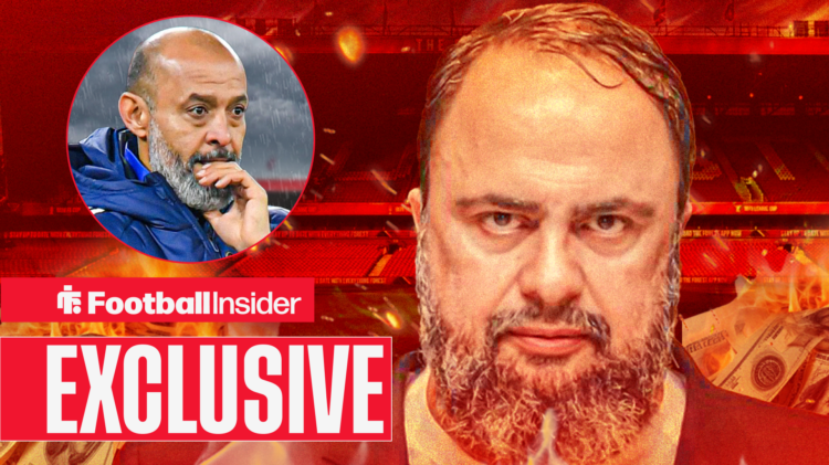 Nottingham Forest manager Nuno Espirito Santo looks on at owner Evangelos Marinakis